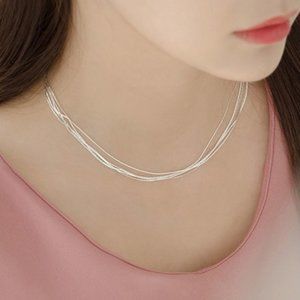 *NEW 925 Sterling Silver Multi Layer Necklace